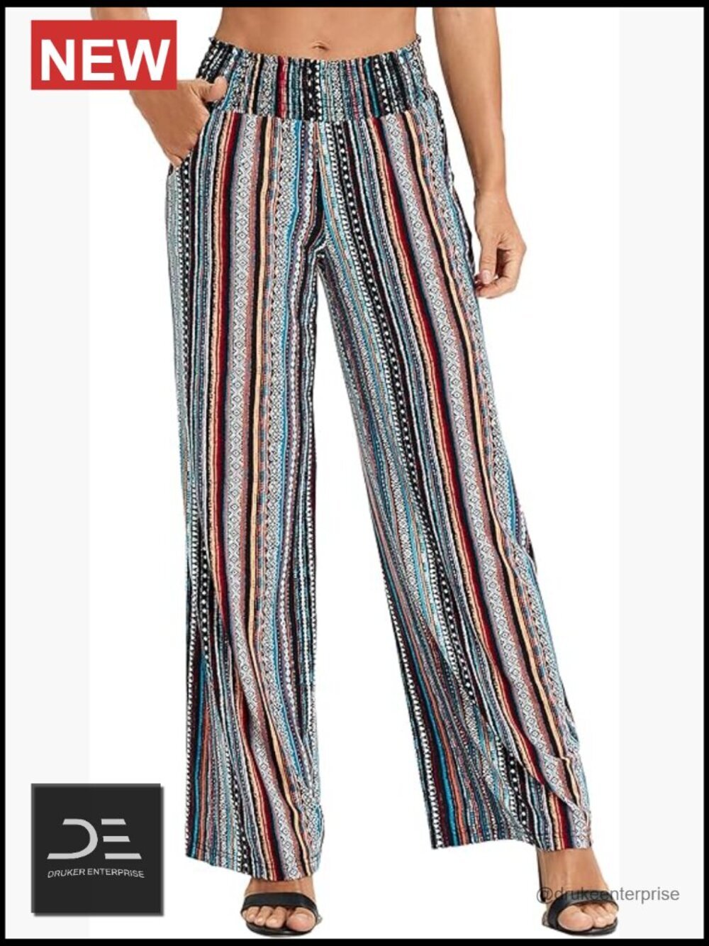 Boho Wide Leg Palazzo Pants with Pockets High Waisted Lounge Pants